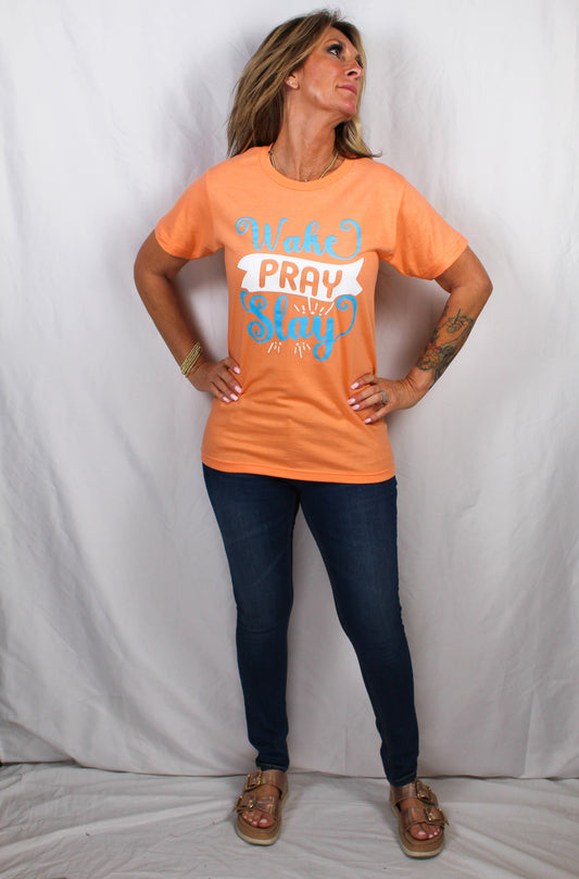 KCT-0011 - Heather Cantaloupe - T-Shirt Wake Pray Slay T0011 - Pack