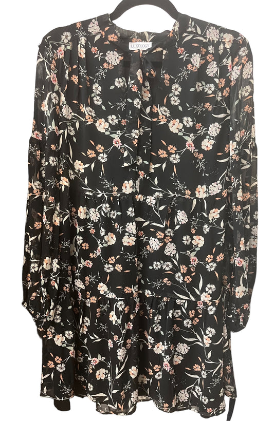 Y362195L17-B - Black/Orange/Cream - Long Sleeve Floral Dress A2767 - Pack