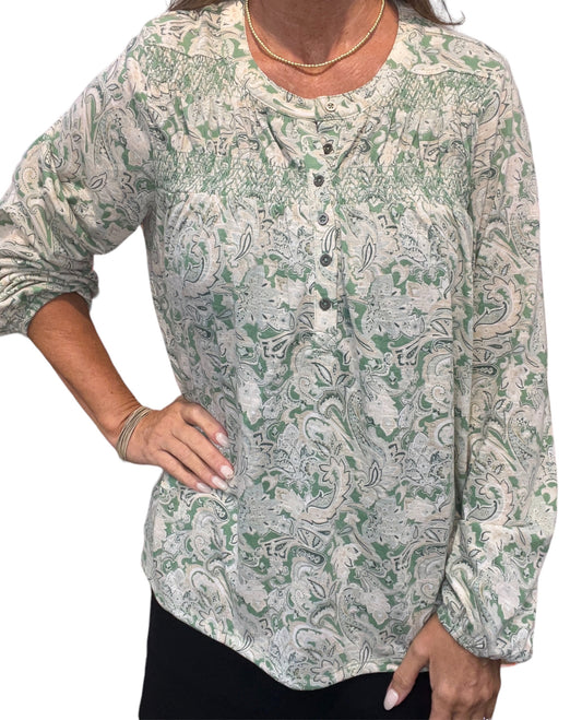 MH353AA72-B - Basil - Printed Long Sleeve Top A2787 - Pack