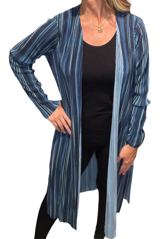 K142345-T - Teal Multi - Striped Plisse Duster A2901 - Pack