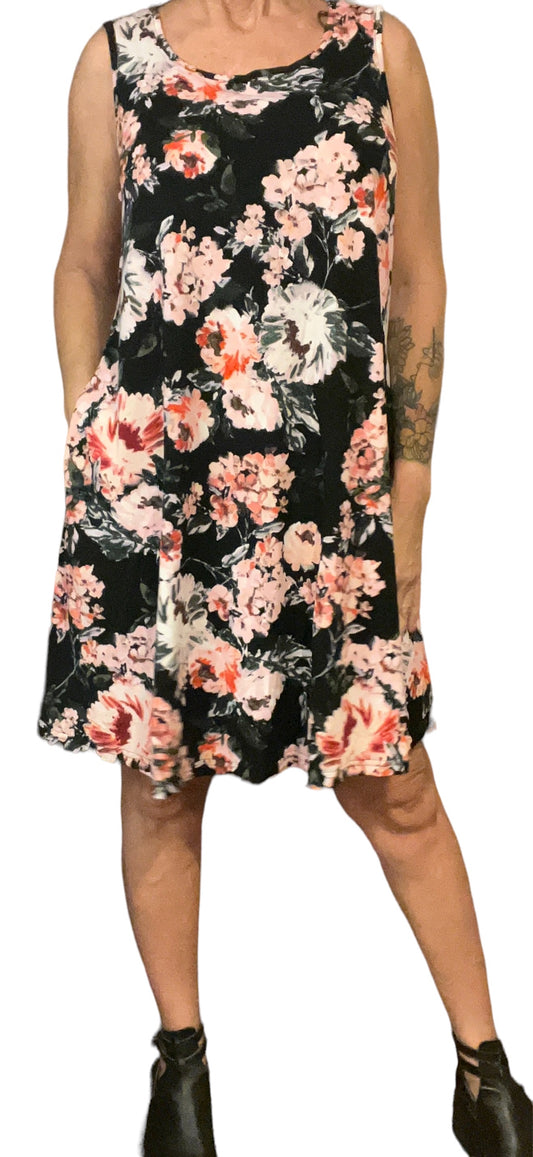 L7979AF-B - Black Multi - Floral Sleeveless Dress A3036 - Pack