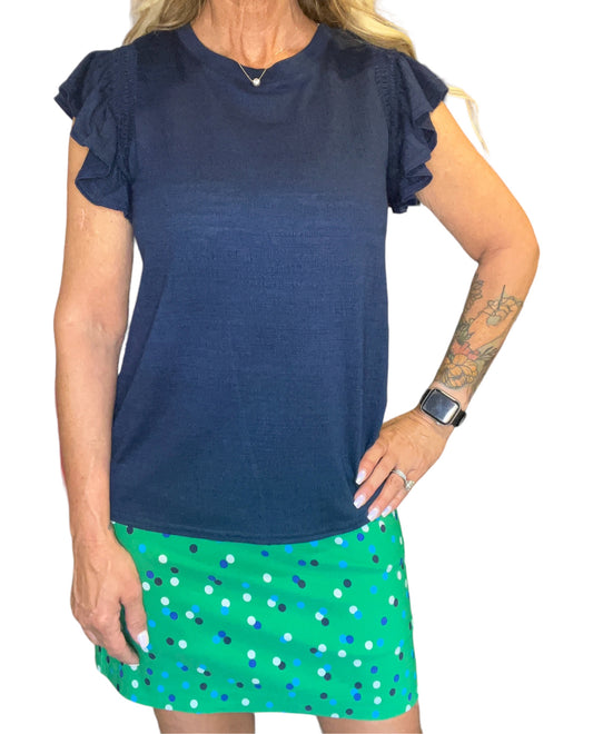 NK1080-N - Navy - Ruffle Cap Sleeve Top A3118 - Pack