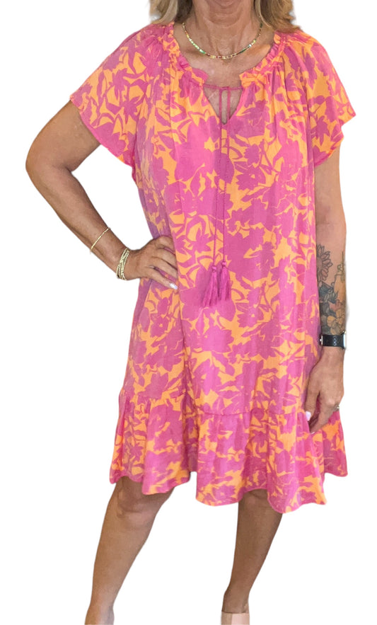 LB9581-P - 4142 Pink Orange - Cap Sleeve Dress A3125 - Pack