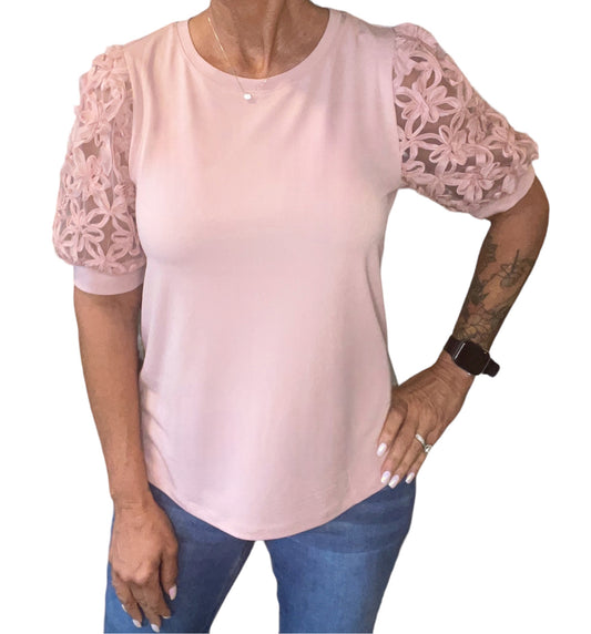 CSTPU6849M-M - Mauve - Lace Sleeve Tee A3173 - Pack