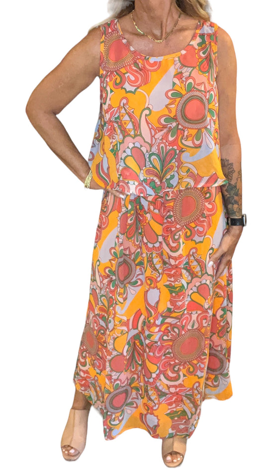 CH6259E-M - Multi - Sleeveless Long Popover Dress A3195 - Pack