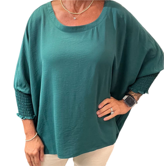 NT1355-P - Pearl - 3/4 Sleeve Round Neck w/ High Smocked Cuff A3268 - Pack