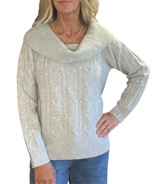 HAH6450-L - Light Grey - Off Shoulder Sweater A3296 - Pack