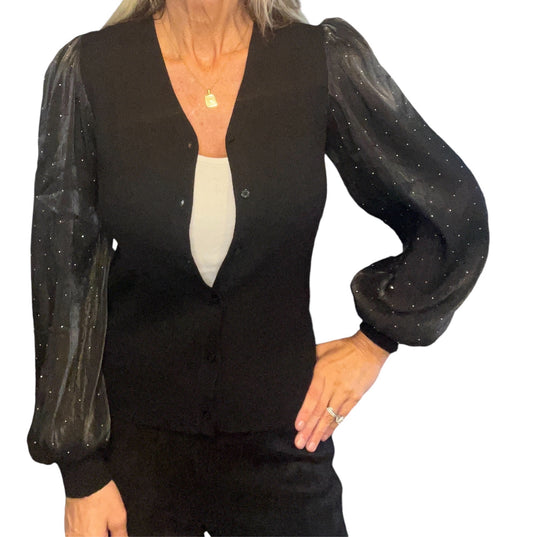ST818D5IE-B - Black - Rhinestone Sleeve Sweater A3306 - Pack
