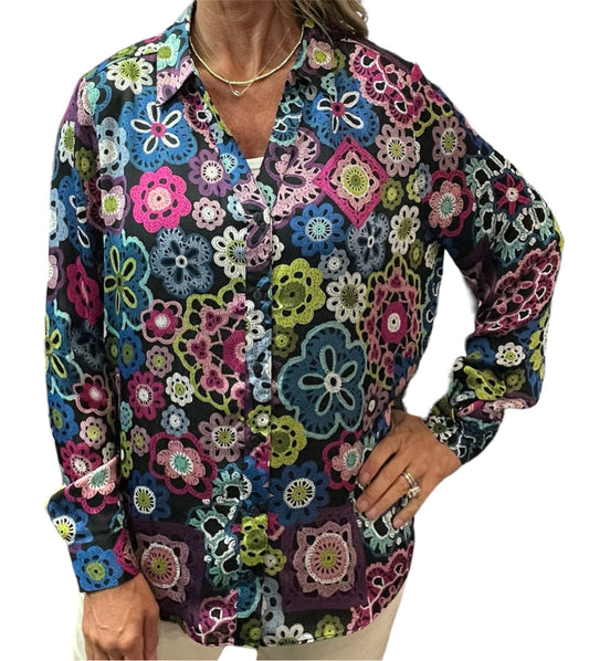 NT1511-1335A - 1335A Multi - Printed Button Front Blouse A3321 - Pack
