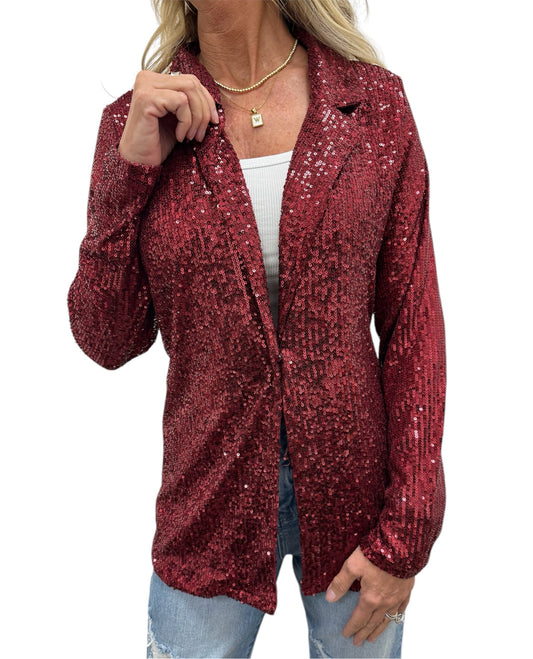 NJ1027-W - Wine - Sequin Cardigan A3325 - Pack