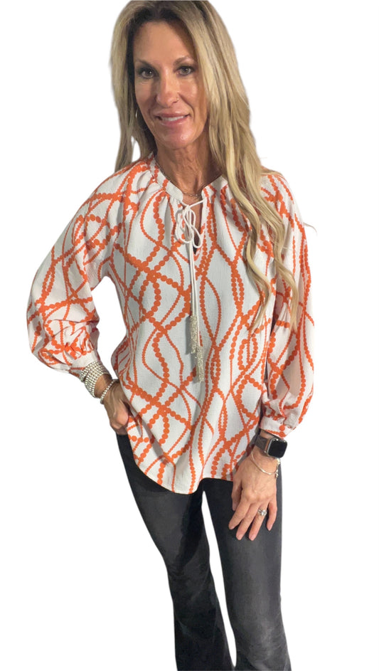 AP888X4836-I - Ivory Tangerine - Tassle V-Neck Popover A3529 - Pack