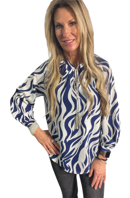 AP888X5927-N - Navy Khaki - Tassle V-Neck Popover A3531 - Pack