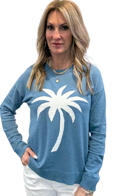 NS2090-D - Denim - Long Sleeve Rayon Polyester Palm Tree A3568 - Pack