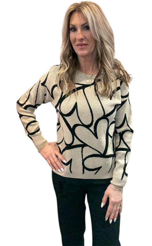 NS1890-O - Oatmeal Heather - Long Sleeve Heart Sweater A3573 - Pack