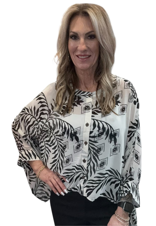 G24479SM6S-I - Ivory Black Black - Kimono Sleeve Top A3736 - Pack