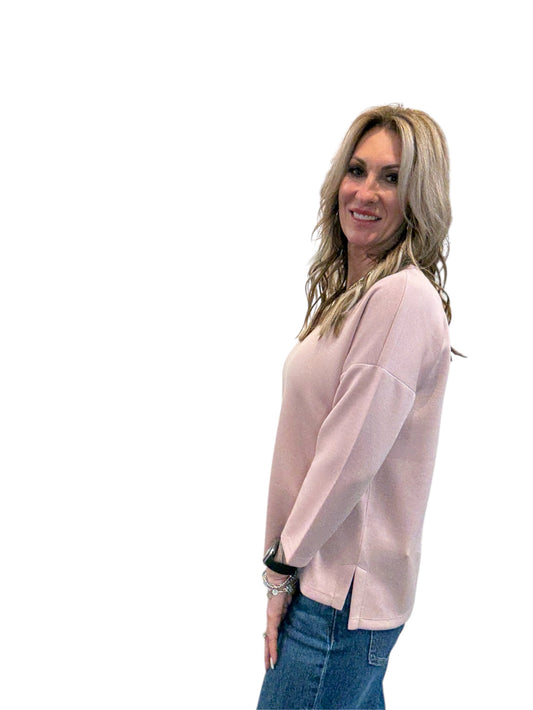 CZTP01382M-R - Rose Adobe - Hi-Low 3/4 Sleeve Sweater Shirt A3746 - Pack