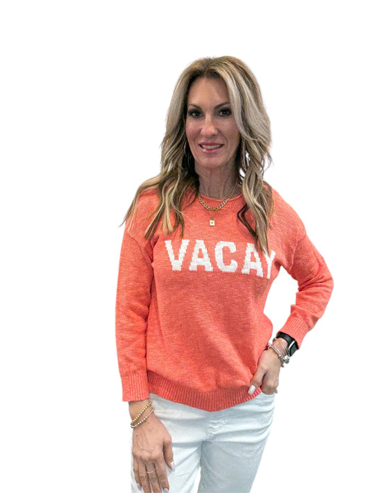 NS2177-C - Coral Clementine - Crew V-Neck Vacay Sweater A3758 - Pack