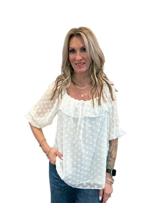 7T81GL03K-W -  - 3/4 Sleeve Ruffle Neck Blouse A3794 - Pack