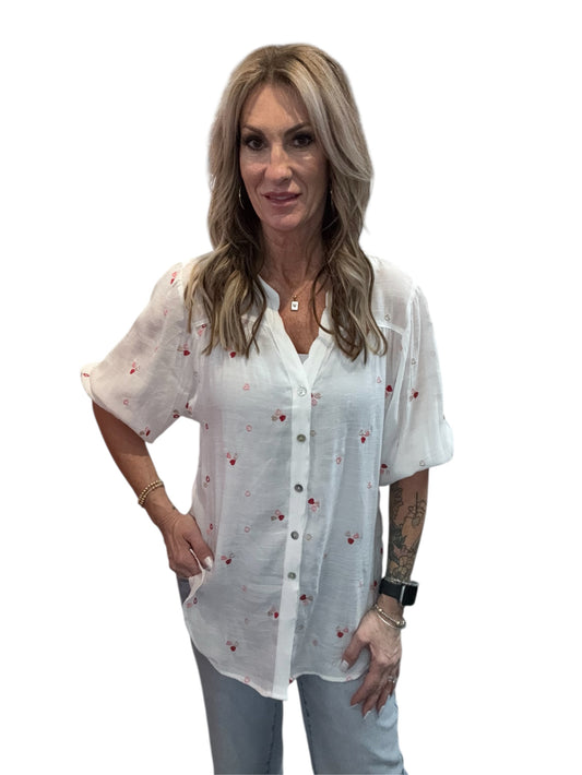 CEC114E40-W -  - Long Sleeve Embroidered Blouse A3838 - Pack