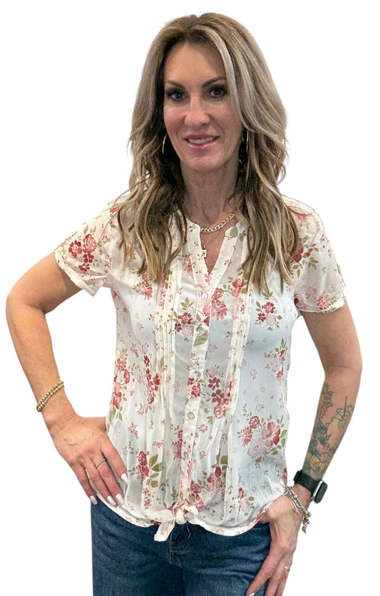 G929753E37-C -  - Short Sleeve Sheer Pintuck Blouse A3842 - Pack