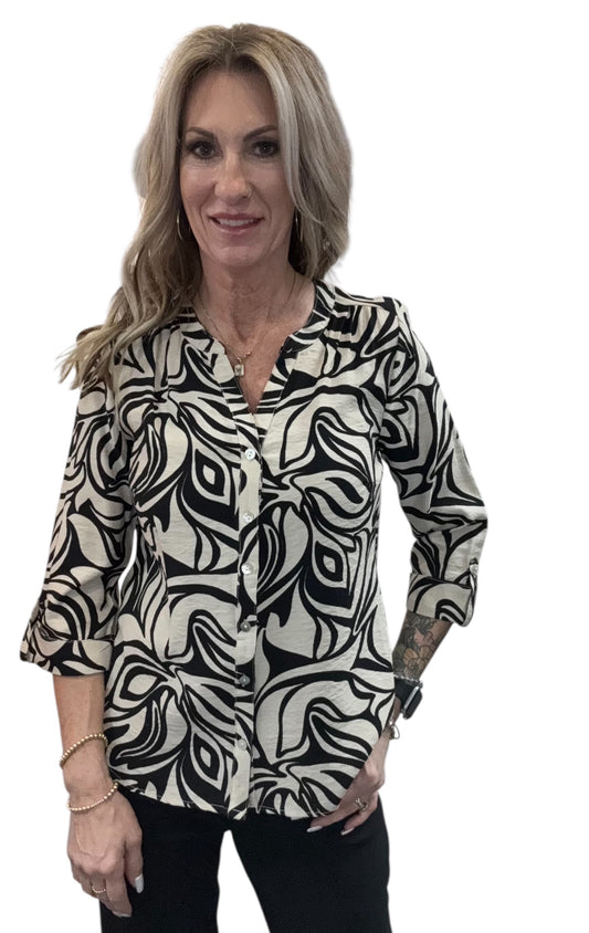 G946570A42-B -  - Cuff Sleeve Button Front Blouse A3843 - Pack