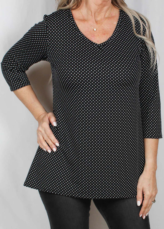 D4744MX-BW - Black / White Dot - Elbow Sleeve Tunic - Plus A2387 - Pack
