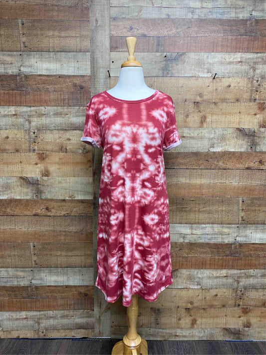 225543M-M - Marsala - Tye Dye Short Sleeve Dress A691 - Pack