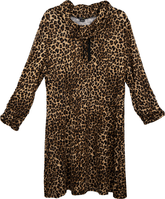 HT9013W-BR - Brown Black - 3362A Hacci Funnel Neck Dress - Plus A1621 - Pack