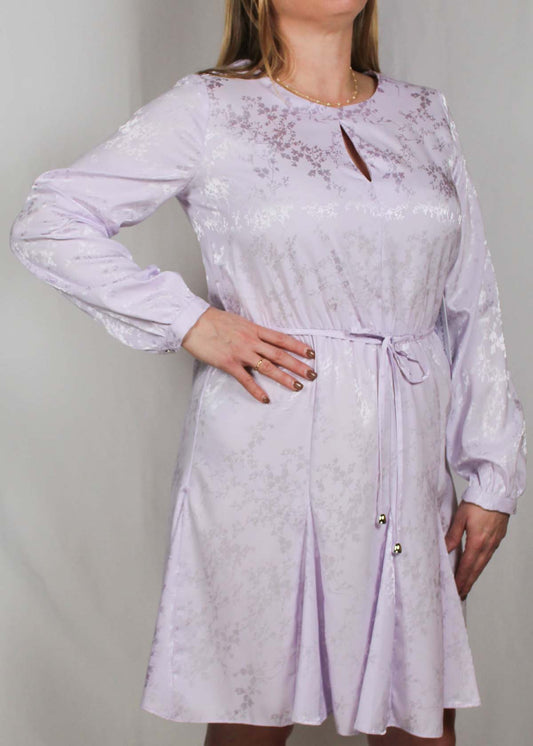 D2402374-L - Lavendar - Long Sleeve Dress Embossed Floral A1718 - Pack