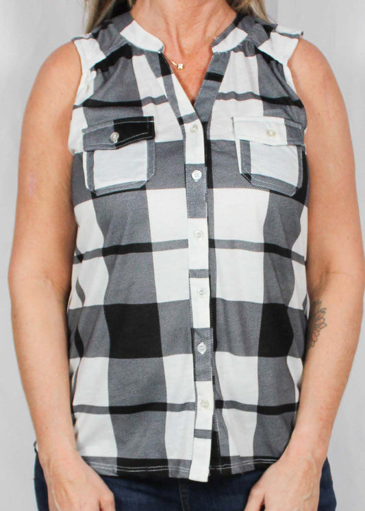 MN35255-B - Black 15A 2 Pocket Sleeveless Top A1774 - Pack