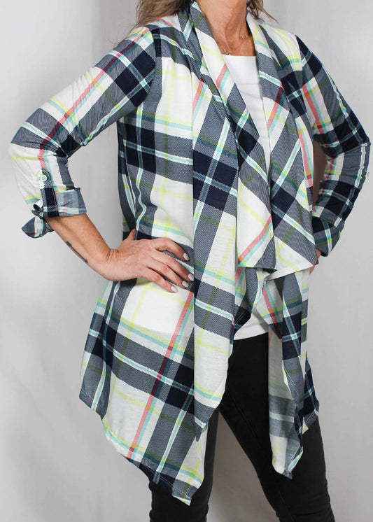MN35145-N - Navy / Ivory 33B - Plaid Cardigan A1781 - Pack