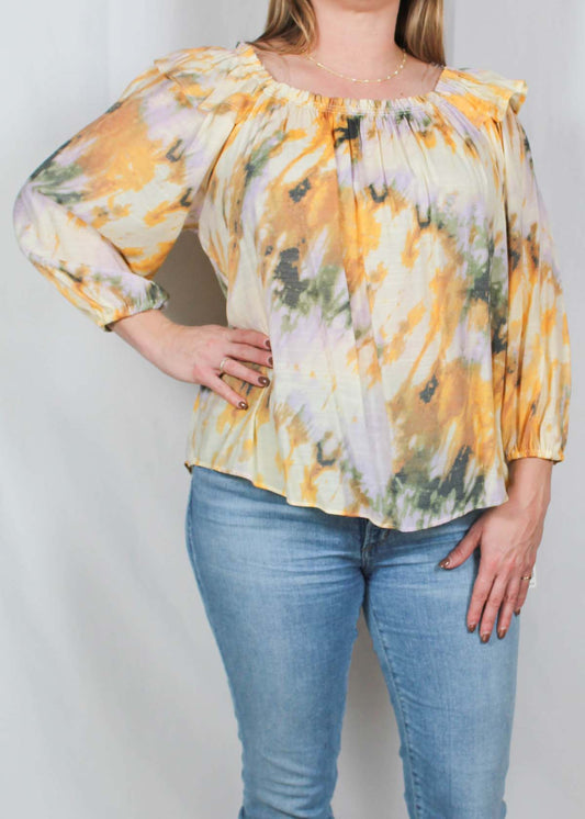 ST814N7U8-W - White Asparagus Long Sleeve Ruffle shoulder Blouse A1855 - Pack