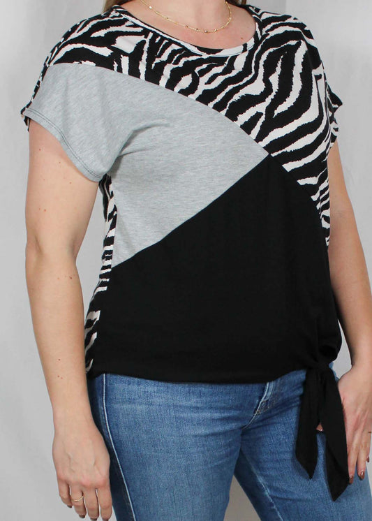 M4768AA47-B - Black - Tie Bottom Short Sleeve Top A1888 - Pack