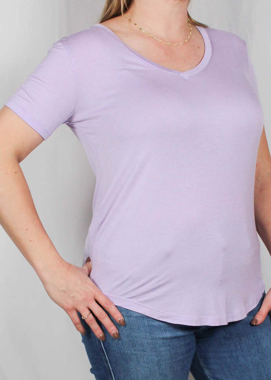 22101-L - Lilac Short Sleeve V-Neck Tee A1904 - Pack