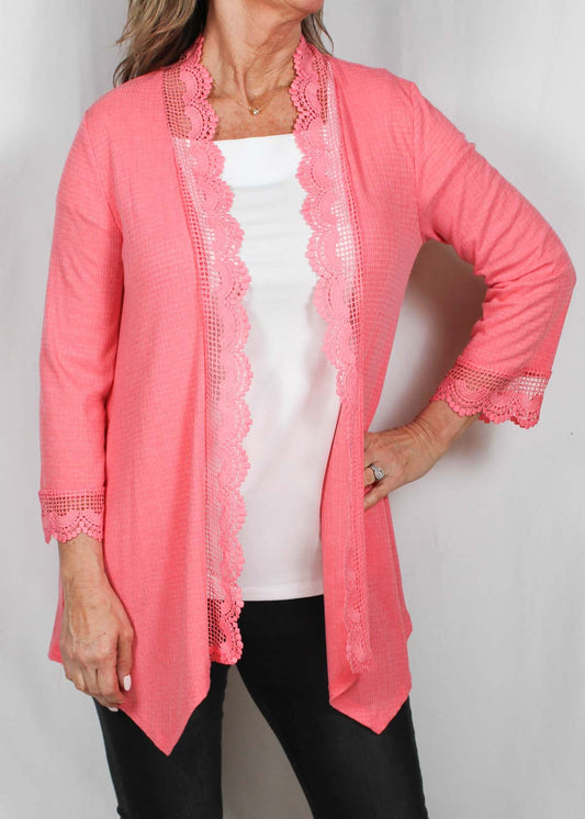 GS00708-C - Coral Open Cardigan with Crochet A1936 - Pack