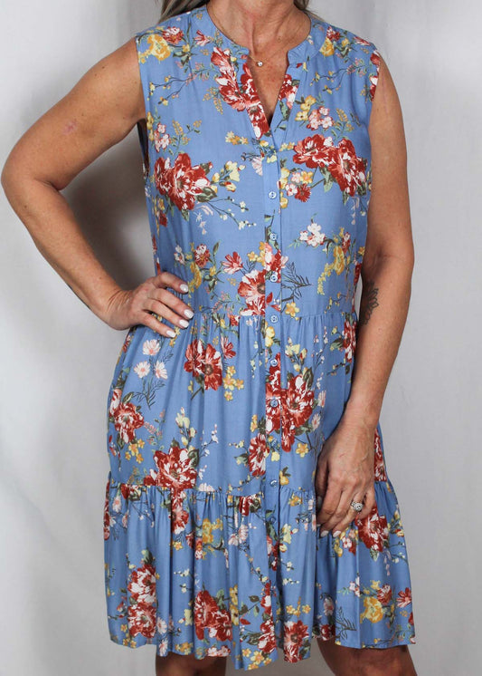 EE792B518-P - Periwinkle Sleeveless Dress Floral A1960 - Pack