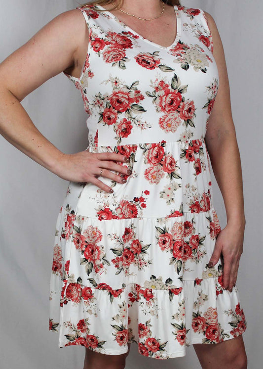 EE925CA59-I - Ivory Floral - Sleeveless Dress Floral A1961 - Pack