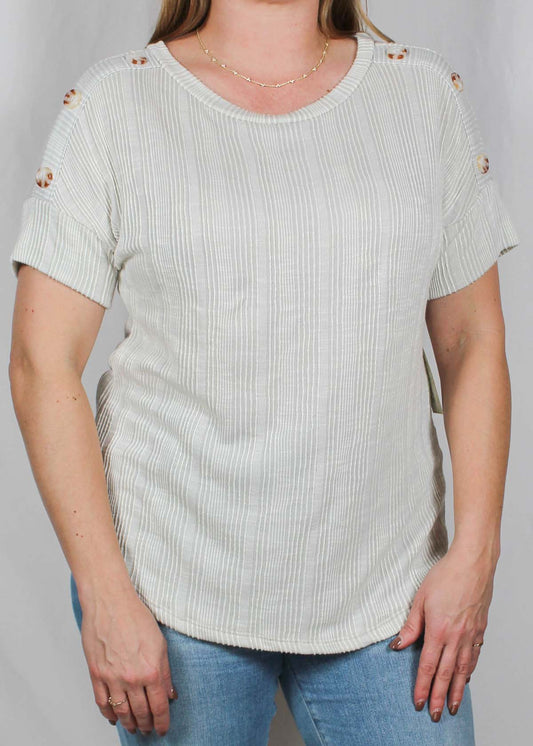 FM35839-G - Gray A - Dolman Sleeve Button Trim Top A2109 - Pack