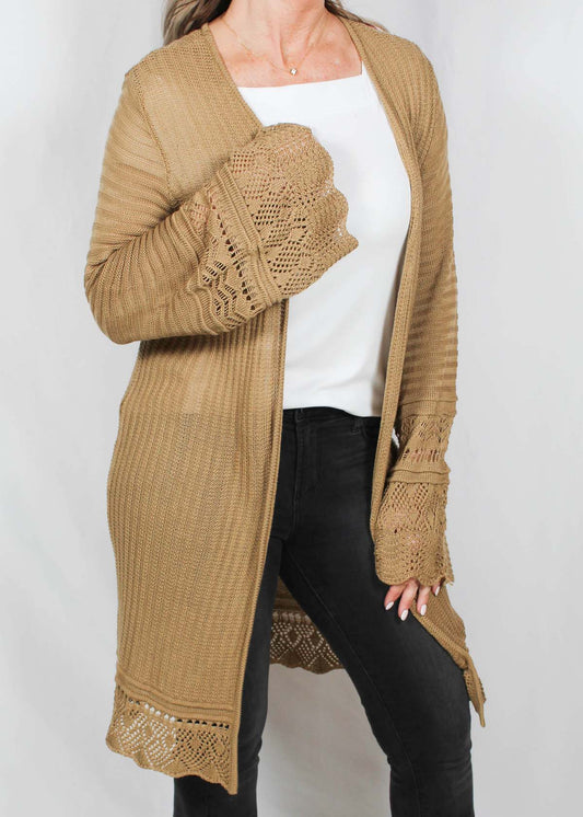 GS02031-N - Natural - Crochet Trim Cardigan A2227 - Pack