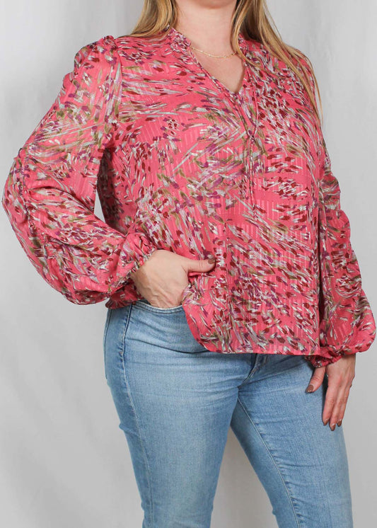 ST81DL8X6-M - Mauvewood/Multi - Long Sleeve Blouse with Lurex A2235 - Pack