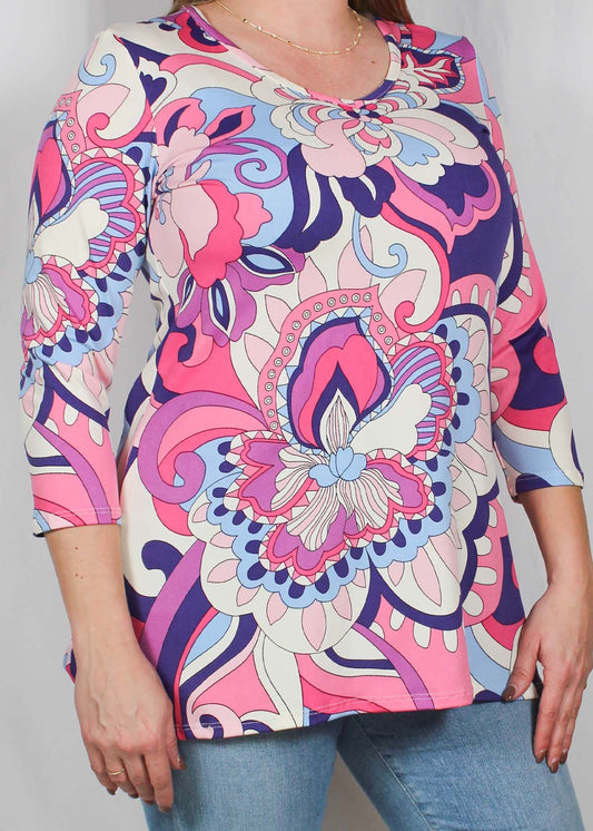 D4744M-P - Pink - Elbow Sleeve Tunic A2377 - Pack