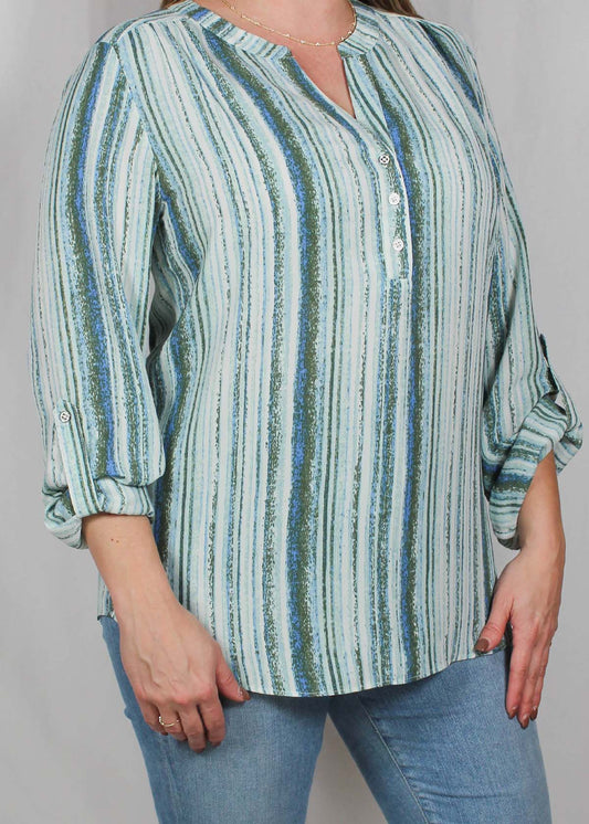 ST8150UP4-L - Lily Pad - Three Button 3/4 Sleeve Blouse A2434 - Pack