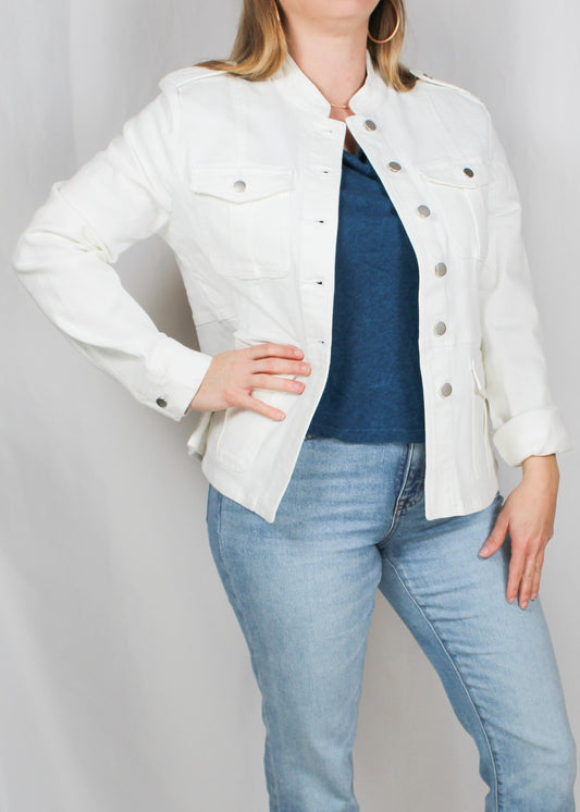 MCS64093-W - White - Mandarin Collar Jacket w/ Patch Pockets A2443 - Pack
