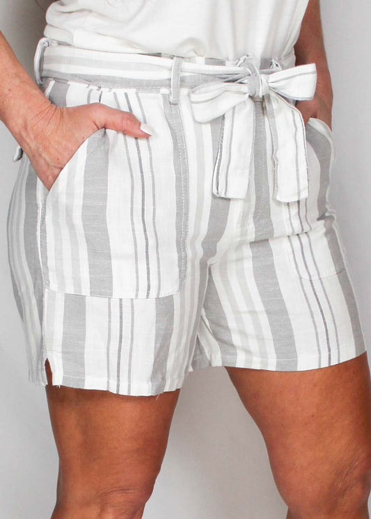 MS26597-05H - Grey Stripe - Linen Short A2457 - Pack
