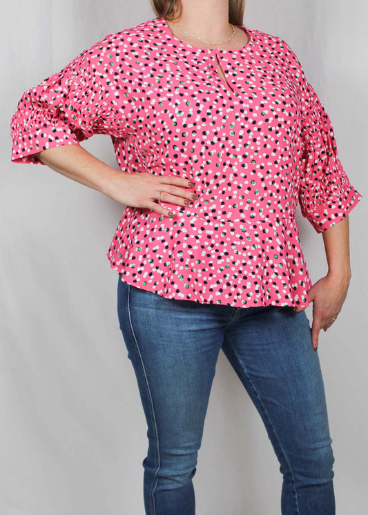 ST81GT04H-G - Fandango Pink / Green - 3/4 Sleeve Blouse A2472 - Pack