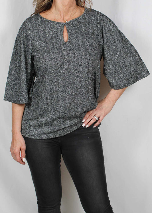 MT81K17E2-B - Black w/ Silver Lurex - Rib Short Sleeve Knit A2495 - Pack