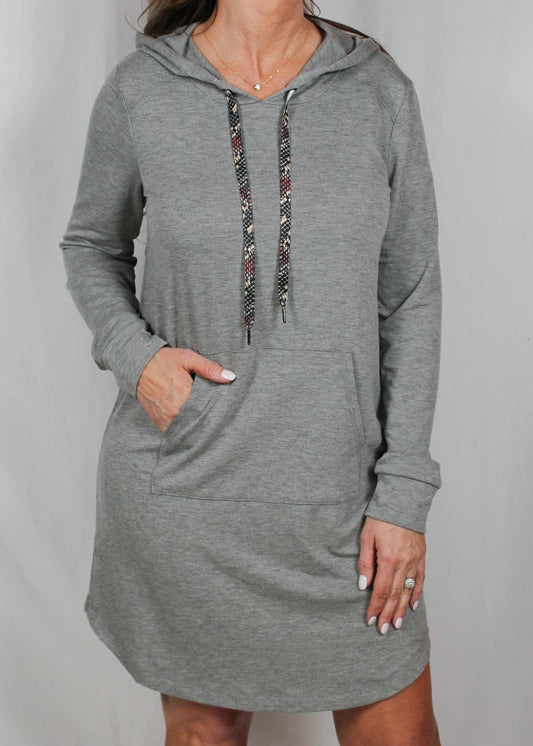 Z1Y670 -H - Heather Gray - Hoodie Long Sleeve Dress with Kangaroo Pockets A2502 - Pack