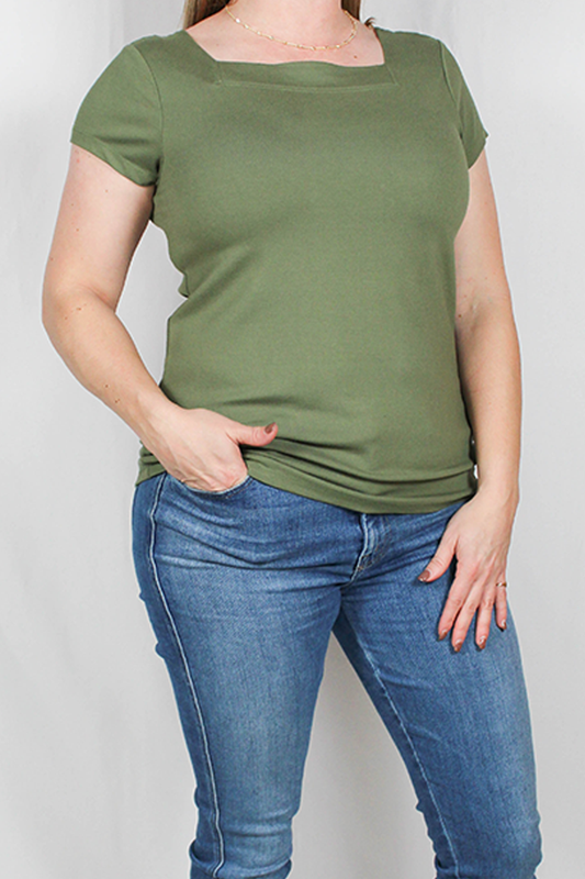 CUIL537-O - Olive - square neck ss top  - A317 - Pack