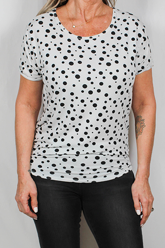 224957M-B - Black / White - Reversible Dot Short Sleeve Top - A570 - Pack