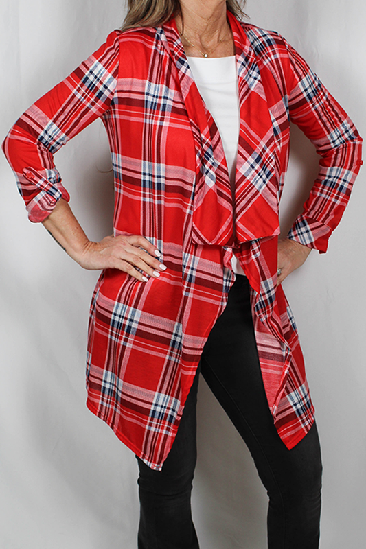 MN35145-25A - American Red - Open Drape Cardigan - A597 - Pack